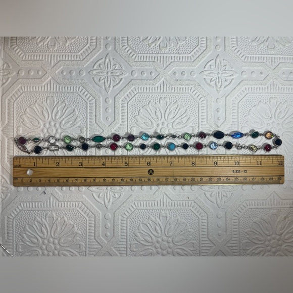 Multicolour Crystal Semi Precious Stone Glass Vintage Silver Unmarked Necklace - Picture 12 of 12